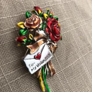 Photo of Vintage Valentine Floral Bouquet Brooch Pin
