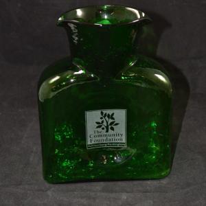 Photo of Green BLENCO Glass 'The Community Foundation' Bud Vase 8"x6.5"x3"
