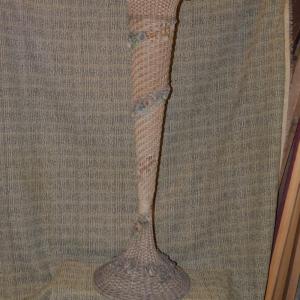 Photo of Early 20 th Century Wicker Plant Stand w/ Gesso Roses 44”x15”x15”