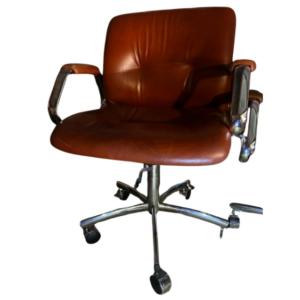 Photo of Vintage Mid-Century Modern THREE Steel Case Leather Office Chairs