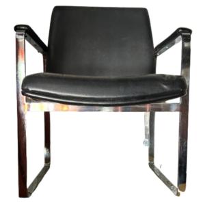 Photo of Vintage c.1960s ChromCraft Black Leather Floating Chrome Chair