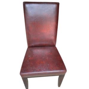 Photo of Vintage Brown Leather Side Chair with Embellishments