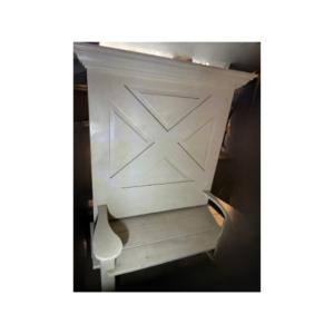 Photo of White Wooden Garden Bench with High Back - Excellent Condition