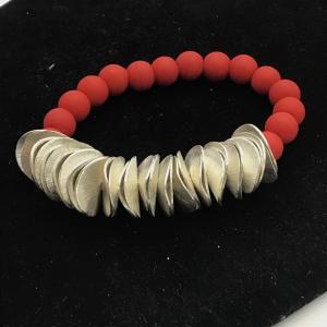 Photo of Coral stretch red beaded bracelet