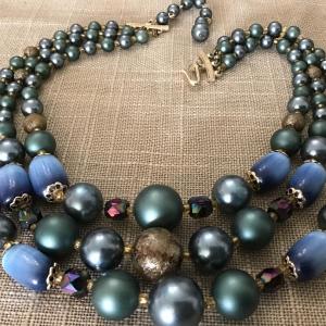 Photo of Gorgeous Glass and Faux Bead Vintage Necklace