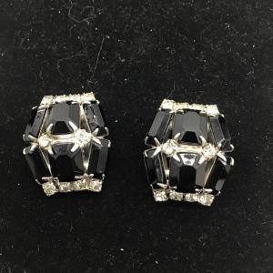 Photo of Black and silver Rhinestone clip on earrings