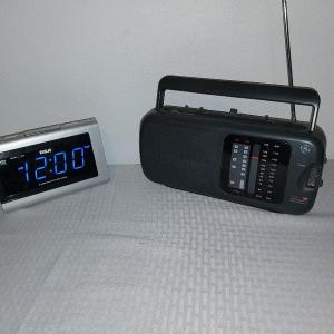 Photo of .GE 24 HOUR WEATHER PORTABLE RECEIVER AND RCA AM/FM 2 CHANNEL ALARM CLOCK