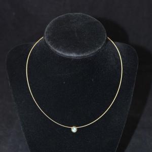 Photo of Gold-Tone 925 Sterling Choker with Topaz Pendant 16" 3.1g