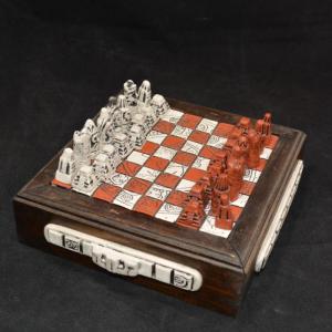 Photo of Small Maya-Themed Chess Set/Storage Box 9”x9”x2.25”