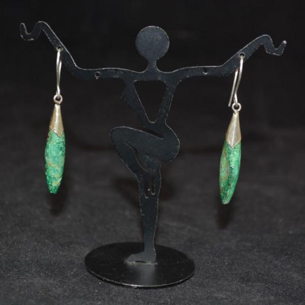 Photo of 925 Sterling and Malachite Drop Earrings 4.7g