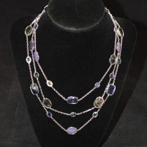 Photo of 925 Sterling Multi-Strand Glass Necklace 15"-17" 30.7g