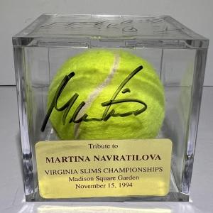 Photo of Martina Navratilova Signed Tennis Ball Case at the 1994 Virginia Slims Champions