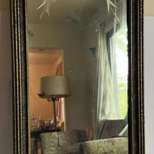 Photo of Antique Beveled & Etched Glass Mirror 29" Tall x 12.50" Wide in Good Preowned Co