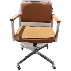 Photo of Vintage Mid-Century Modern Brown Rolling Chair by Global Upholstery Co.