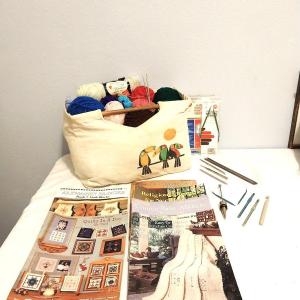 Photo of CANVAS BAG FULL OF YARN=KNITTING NEEDLES AND PROJECT BOOKLETS