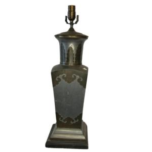 Photo of Vintage Mid-Century c. 1950s Solid Pewter & Brass Mixed Metal Table Lamp