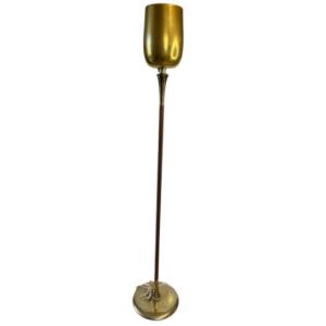 Photo of Vintage c 1950s Brass Stemmed Tulip Shade Torchiere with Solid Brass Base