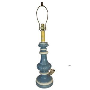 Photo of Vintage Mid-Century c. 1950s Rare Ceramic Glazed Baby Blue and White Table Lamp