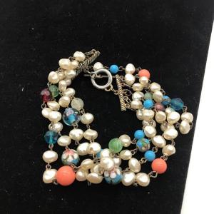 Photo of Vintage pearl and beaded 3 strand bracelet