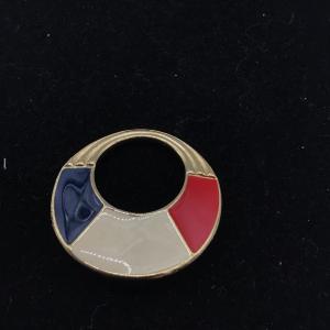 Photo of Red White and Blue Custom Gold tone Enameled Brooch.