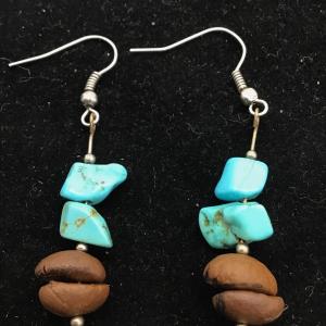 Photo of Turquoise and brown fashion earrings