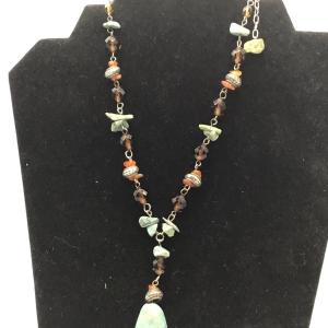 Photo of Boho gem and stone turquoise necklace