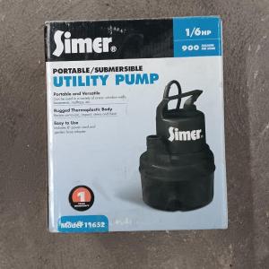 Photo of Simer 1/6 HP Portable / Submersible Utility Pump - lightly used