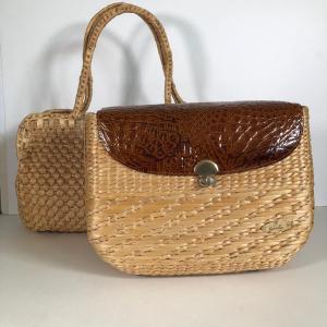 Photo of LOT 45X: Two Woven Wicker Basket Handbags - Gabriella Italy & Unmarked