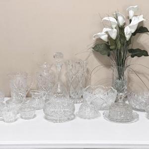Photo of Assorted Crystal Table Lot ~ 17 Pieces