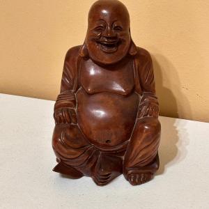 Photo of 10.5” Solid Wood Laughing Buddha