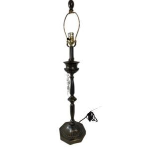 Photo of Modern Silver Metallic Candlestick Lamp with Chain Charm Adornment