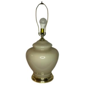 Photo of Mid-Century Modern Antique White Glass Bulbous Ginger Jar Urn Table Lamp