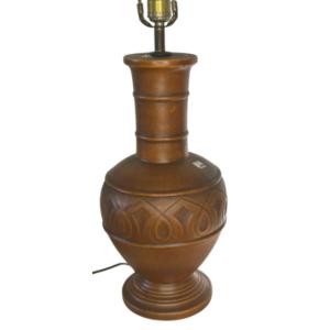 Photo of Antique c. 1948 Ceramic Brown Urn Table Lamp