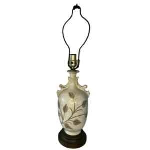 Photo of Antique Hand Painted Fern/Leaves Porcelain Table Lamp Urn on Brass Base