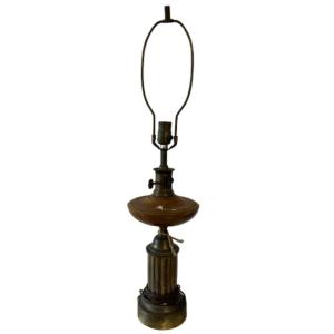 Photo of Mid-Century Leviton Resin and Brass Greek Key Table Lamp