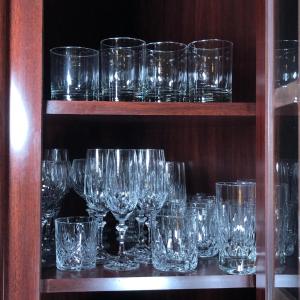 Photo of LOT 190K: Cabinet of Stemmed Crystal Glasses, Lowball Glasses & More