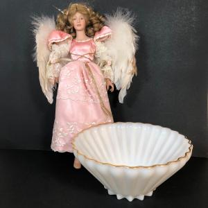Photo of LOT 196L: 1998 Devon Park Studios Lenox Angel Doll in Pink Dress w/ Milk Glass R