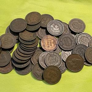 Photo of Bag-3 of 50 Good or Better Condition Indian Head Cents as Pictured.