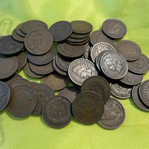 Photo of Bag-1 of 50 Good or Better Condition Indian Head Cents as Pictured.