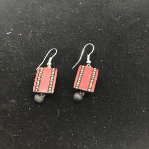 Photo of Red square black earrings