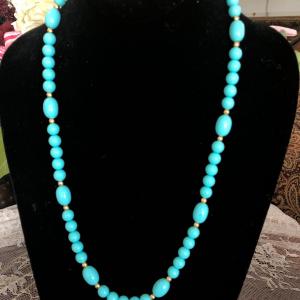 Photo of Vintage Teal Necklace Barrel Style Clasp