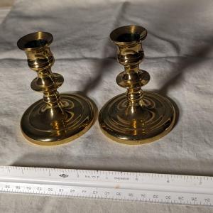 Photo of Vintage Ethan Allen Brass Candlestick Holders