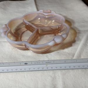 Photo of Duncan Miller Canterbury Pink Opalescent Divided Candy or Relish Dish