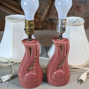 Photo of Truly MCM Vintage Pink Ceramic Lamps