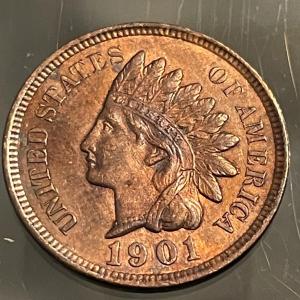 Photo of 1901 AU58 CONDITION INDIAN HEAD CENT AS PICTURED.
