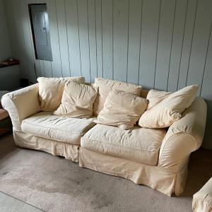 Photo of LOT 230B: Cream Colored Couch w/ Matching Chaise
