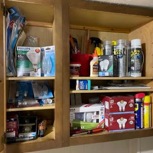 Photo of LOT 227G: All Contents Of Cabinet! Lightbulbs, Sprays, Glues & More