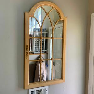 Photo of LOT 111 L: Arched Wooden Window Frame Mirror