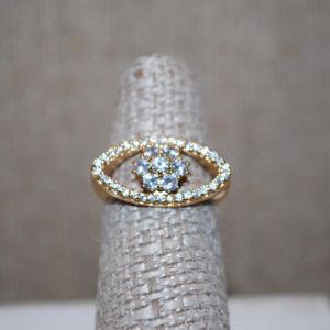 Photo of Size 6 Side Positioned Oval Ring with Lots of Gold Points on a Gold Tone Band (4