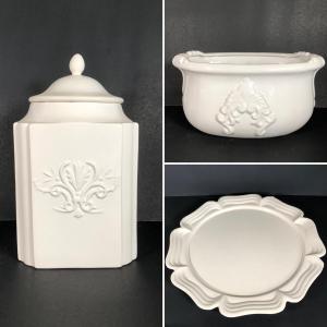 Photo of LOT 51X: White Ceramics - Deartis Canister Made in Portugal, Bon Chef Flower Pla